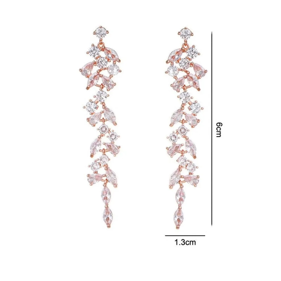 Leaves CZ Crystal Wedding Party Dangle Earrings-2 Styles