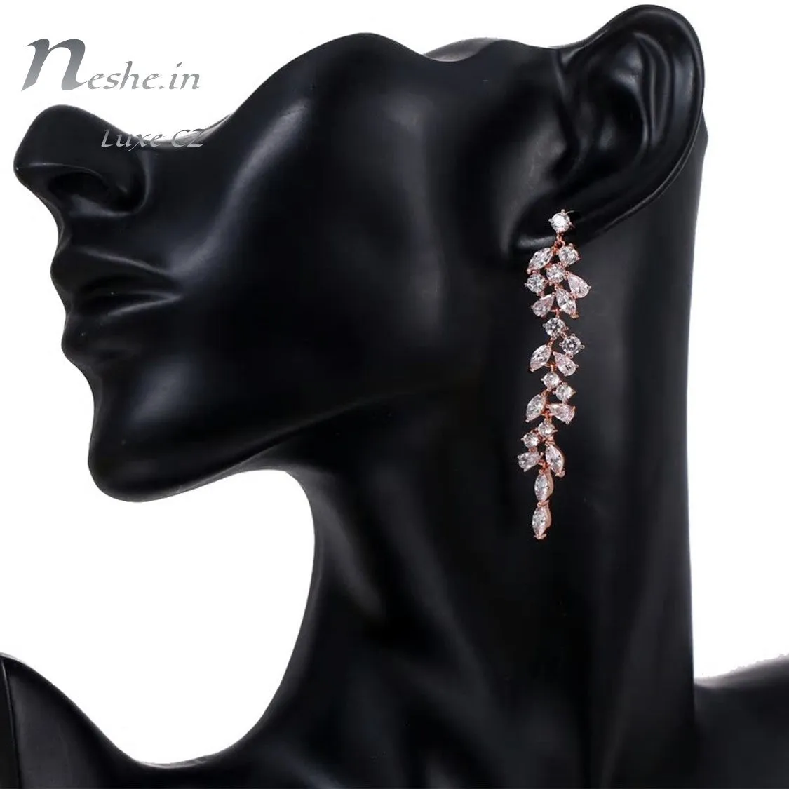 Leaves CZ Crystal Wedding Party Dangle Earrings-2 Styles