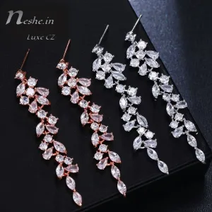 Leaves CZ Crystal Wedding Party Dangle Earrings-2 Styles