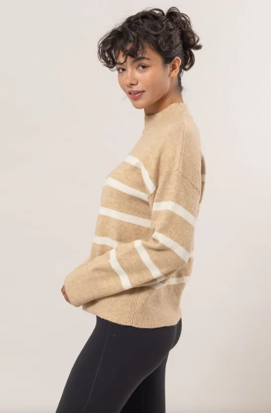 Leslie Striped Mock Neck Sweater