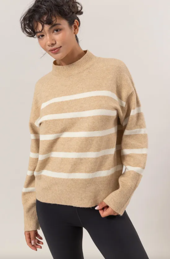 Leslie Striped Mock Neck Sweater