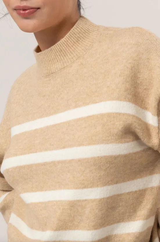 Leslie Striped Mock Neck Sweater