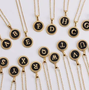 Lex Round Initial Pendant Necklace