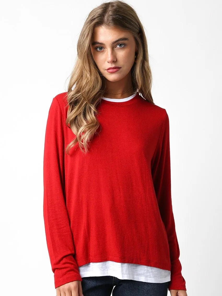 Lined Crew Neck Sweater