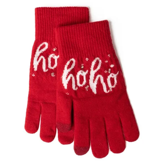 Lots A Lots Holiday Light Up Gloves - Red with Ho Ho Ho