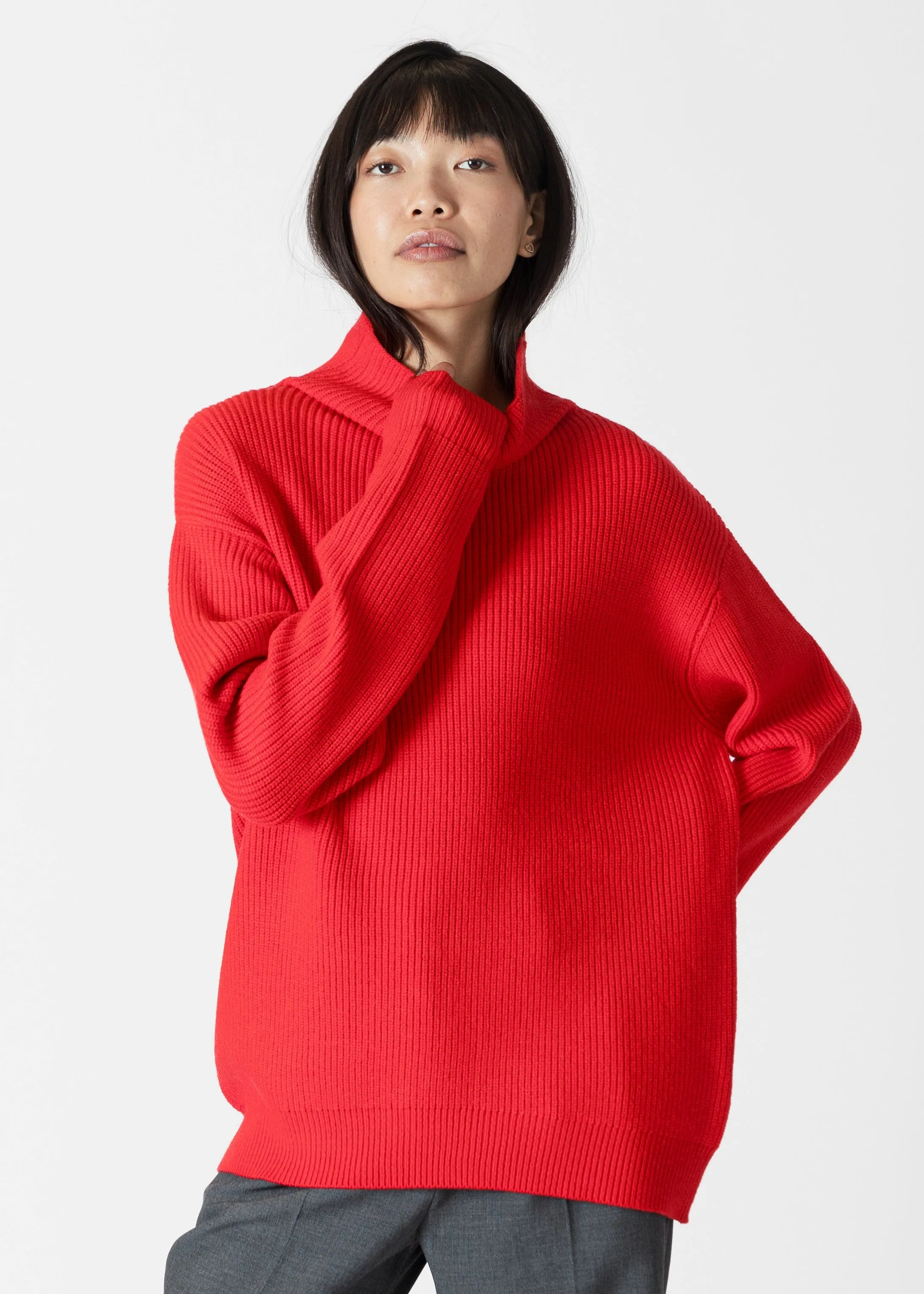 Lyla & Luxe - Ribbed Relaxed Mockneck Sweater