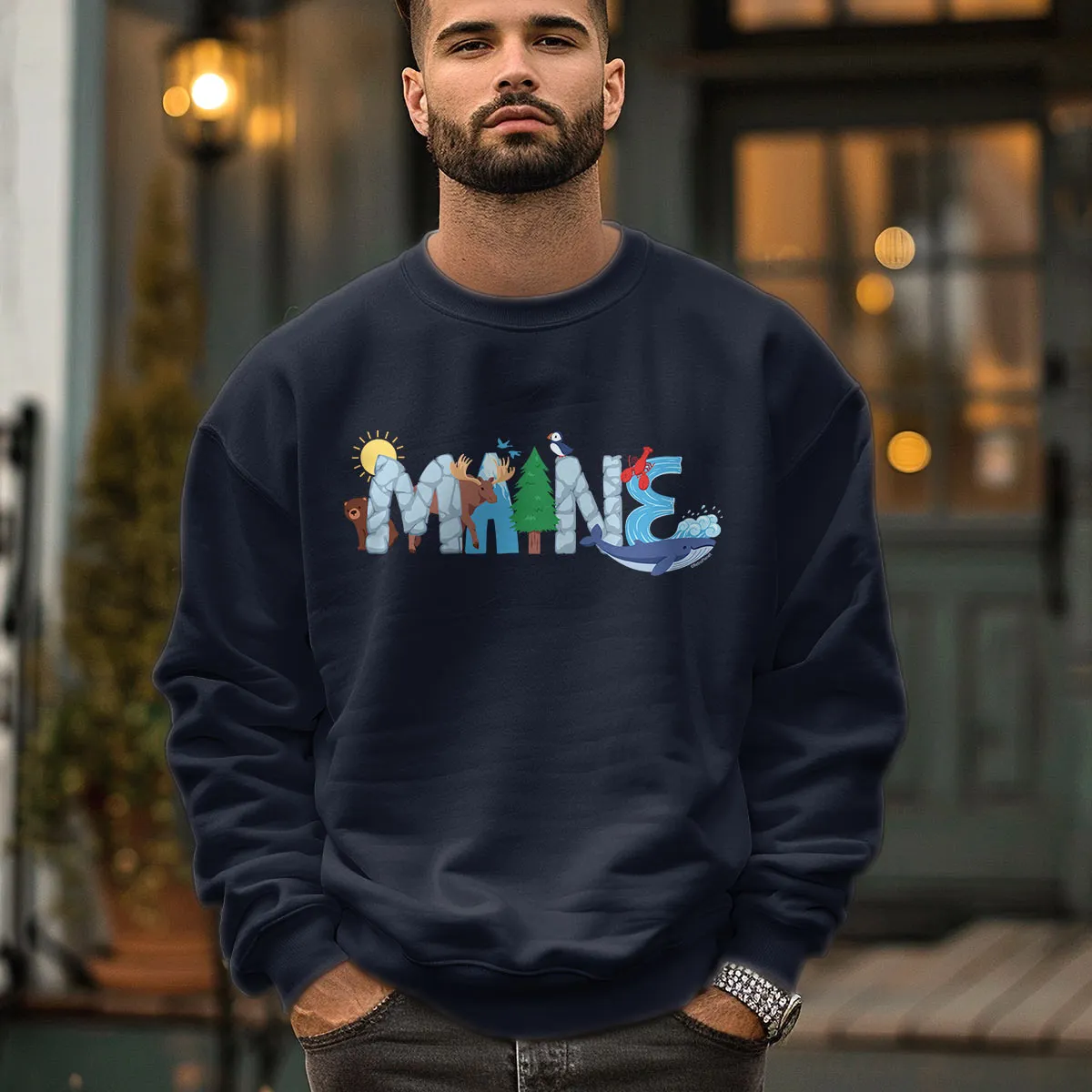 Maine Whimsical Animals Sweatshirt Adult Unisex S-XXL