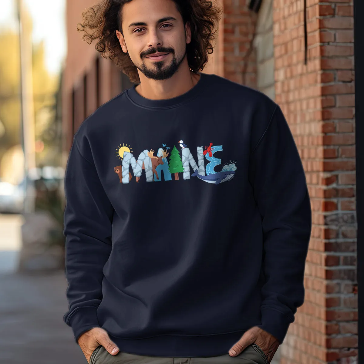 Maine Whimsical Animals Sweatshirt Adult Unisex S-XXL