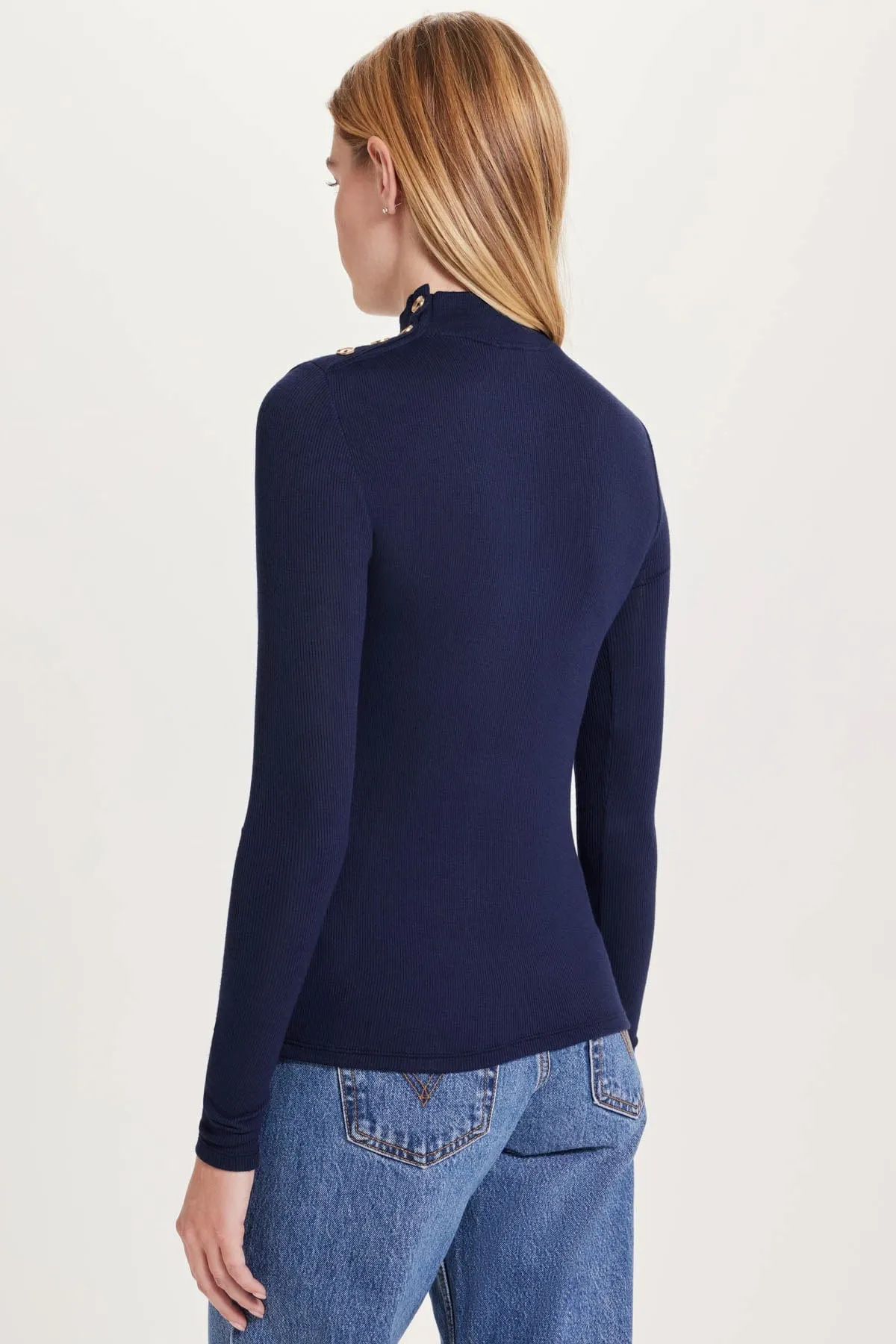 Marina Mock Neck Ribbed Top