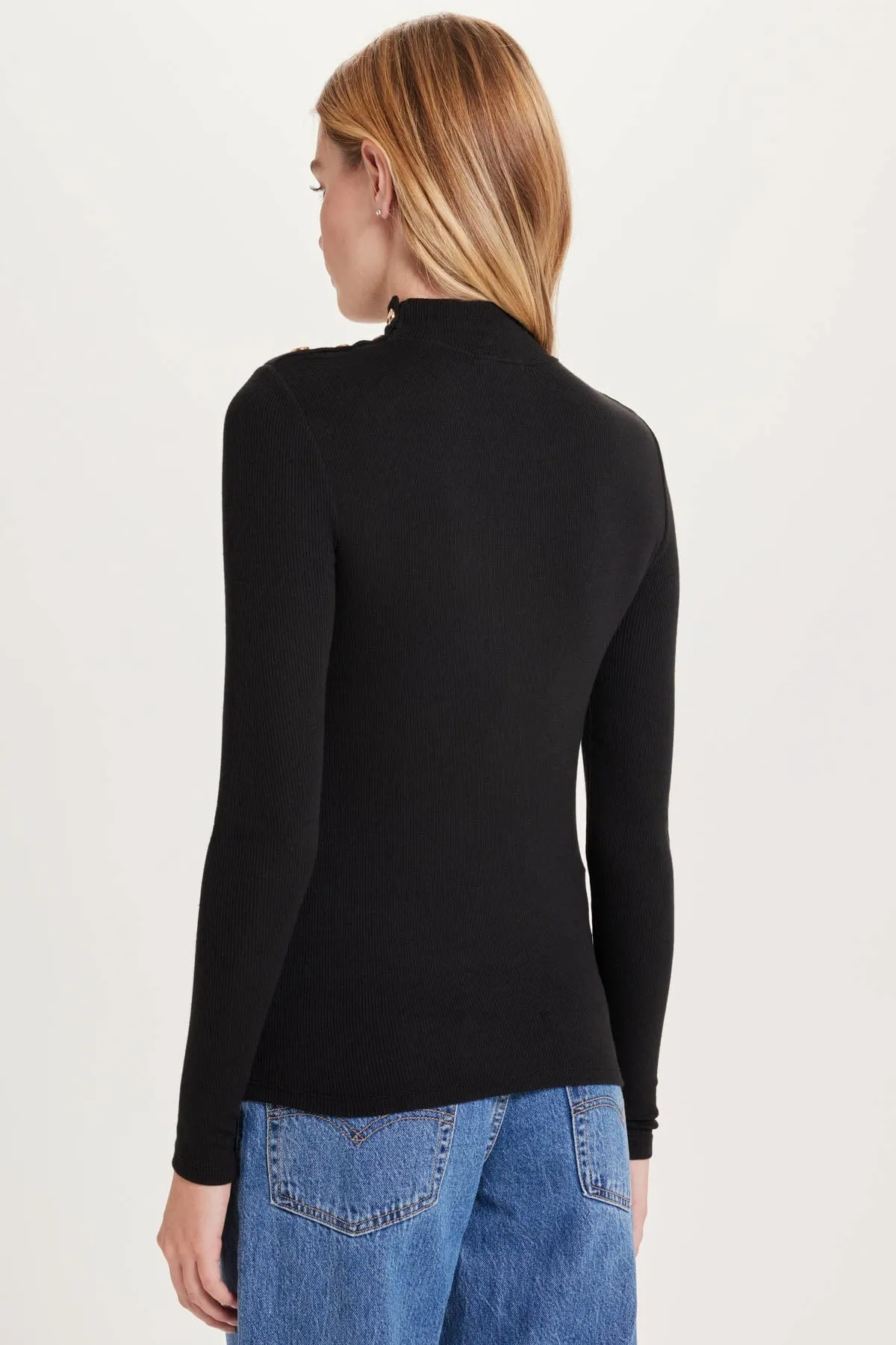 Marina Mock Neck Ribbed Top