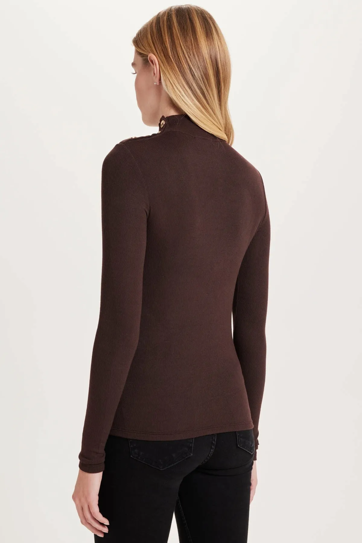 Marina Mock Neck Ribbed Top