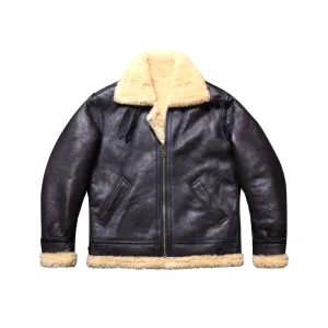 Men's B3 Shearling Bomber Coat Black Brown