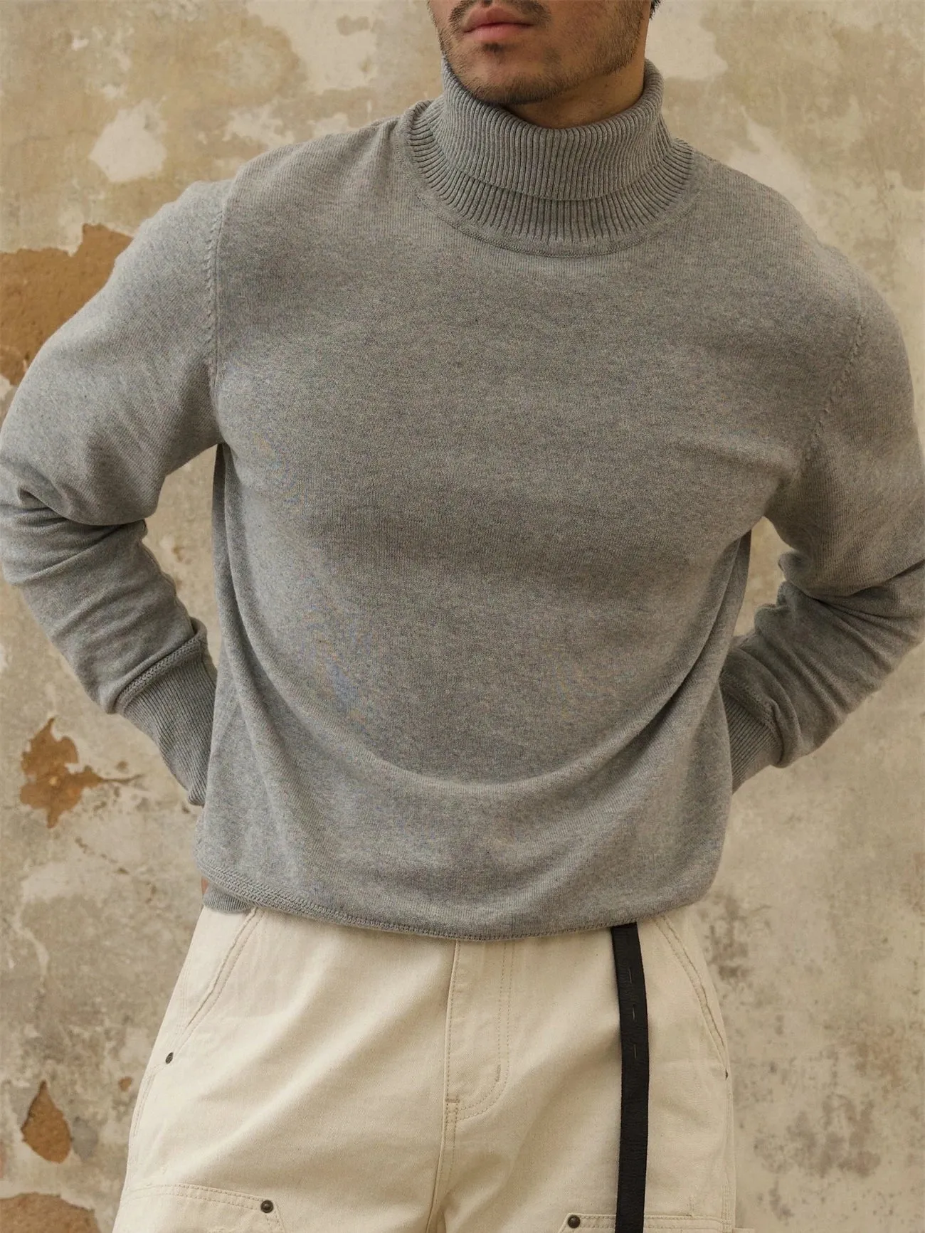 Men's Turtleneck Sweater Slim Fit Basic Pullovers - Thick Material