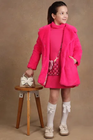 One Friday Kids Girls Peppy Pink Fleece Overcoat