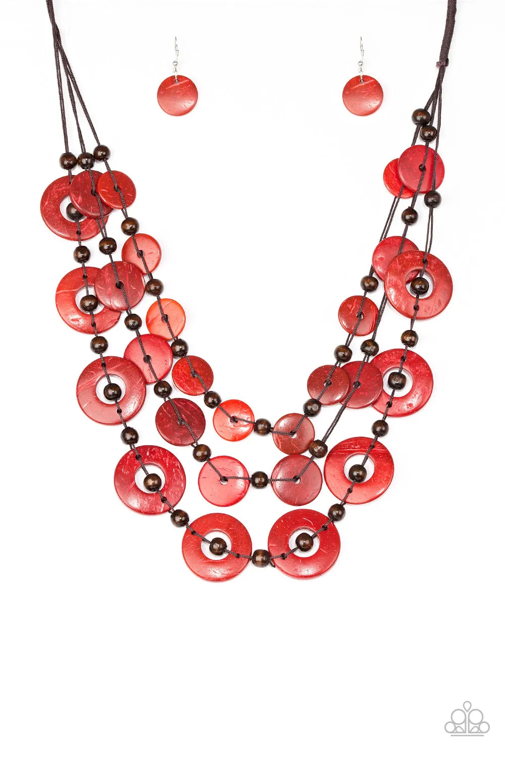 Paparazzi Catalina Coastin' Red Necklace Set