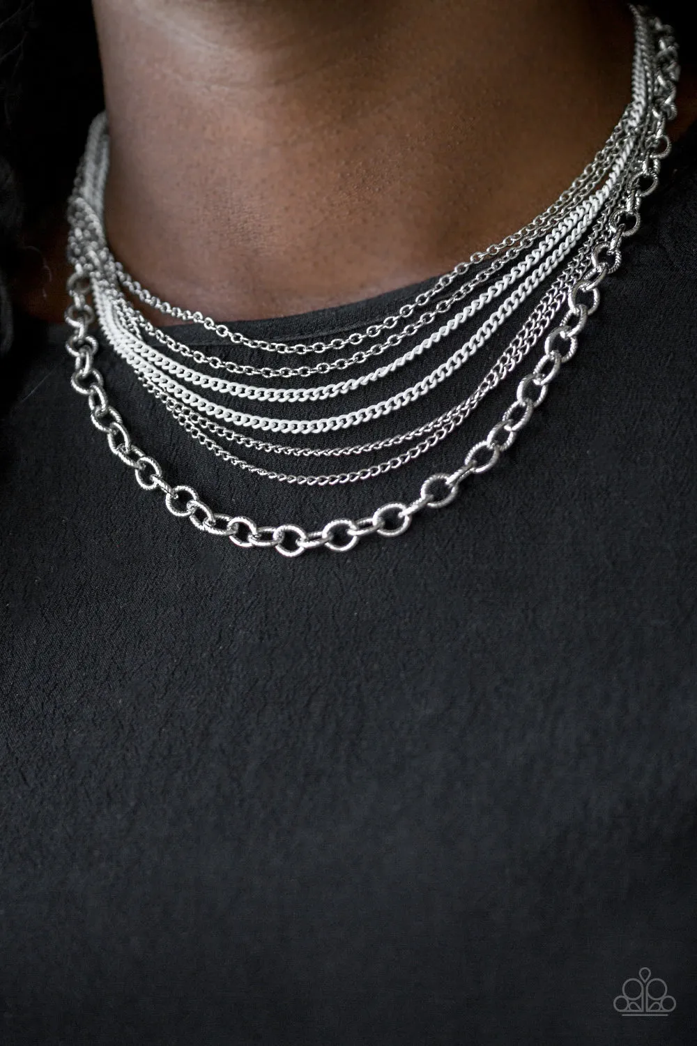 Paparazzi Intensely Industrial White Necklace Set