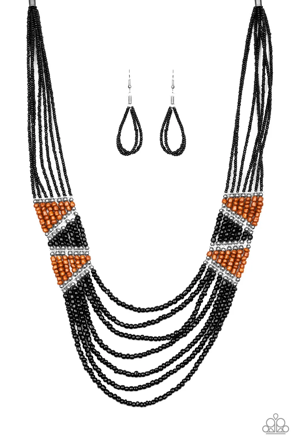 Paparazzi Kickin It Outback Black Necklace Set