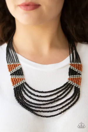 Paparazzi Kickin It Outback Black Necklace Set