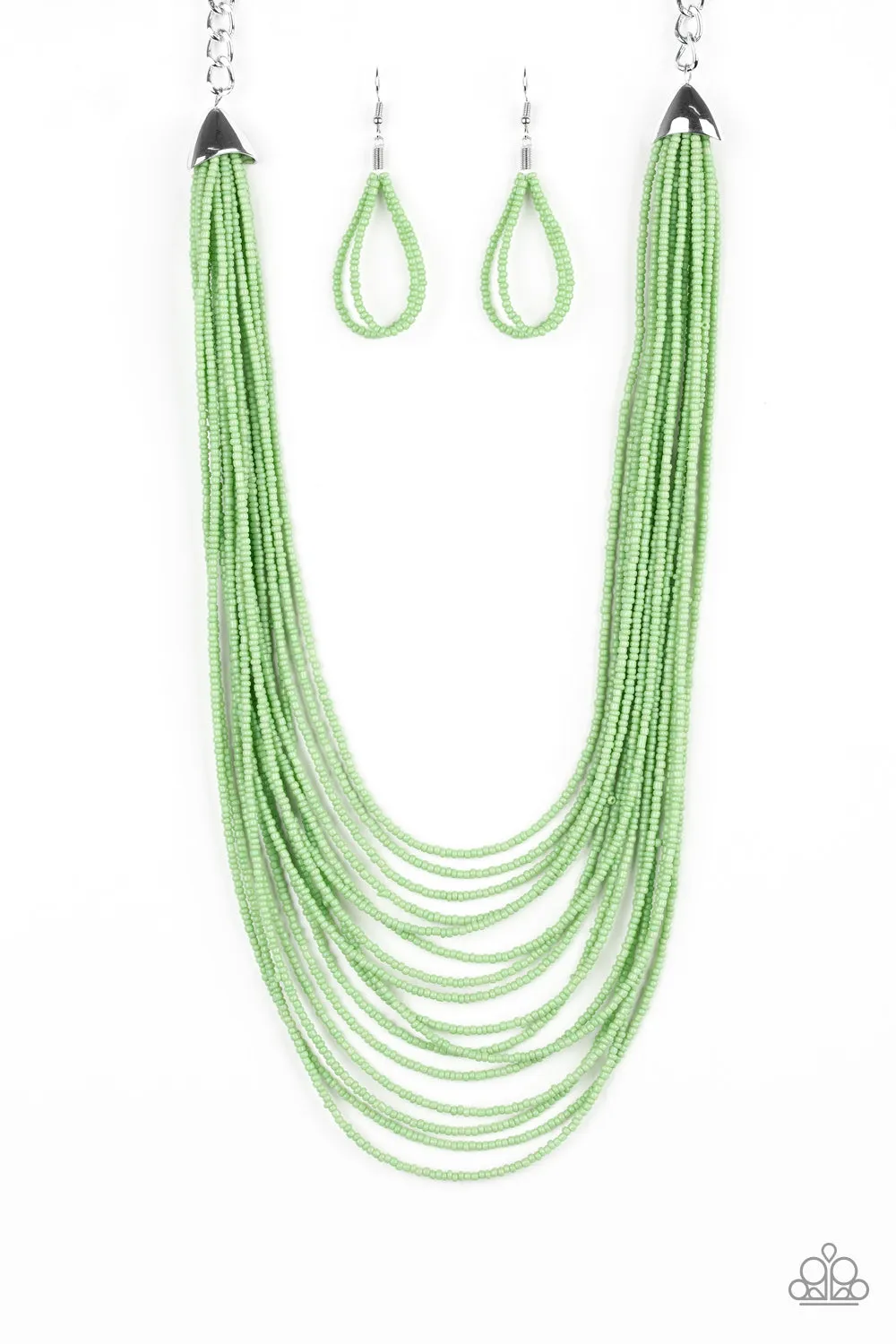 Paparazzi Peacefully Pacific Green Necklace Set