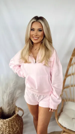 Paradise Pink Surf Wash Half Zip Sweatshirt