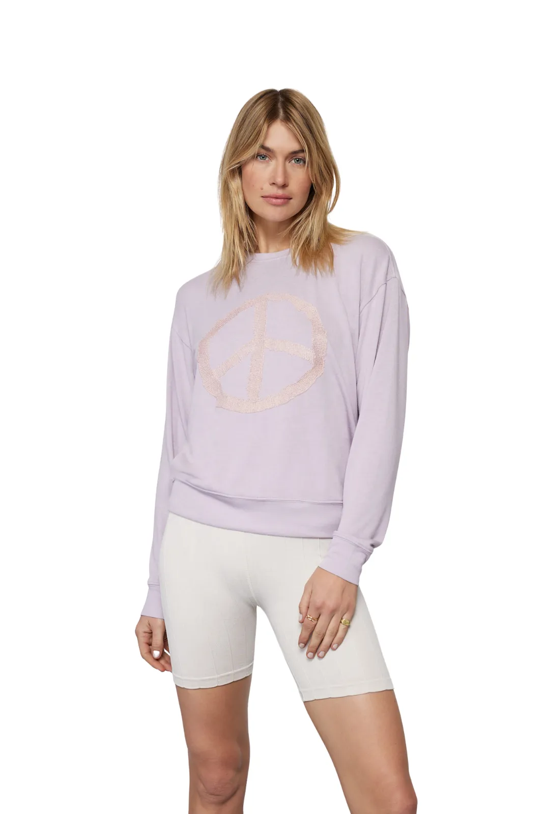 Peace Relaxed Savasana Sweater, Heather Faded Lilac