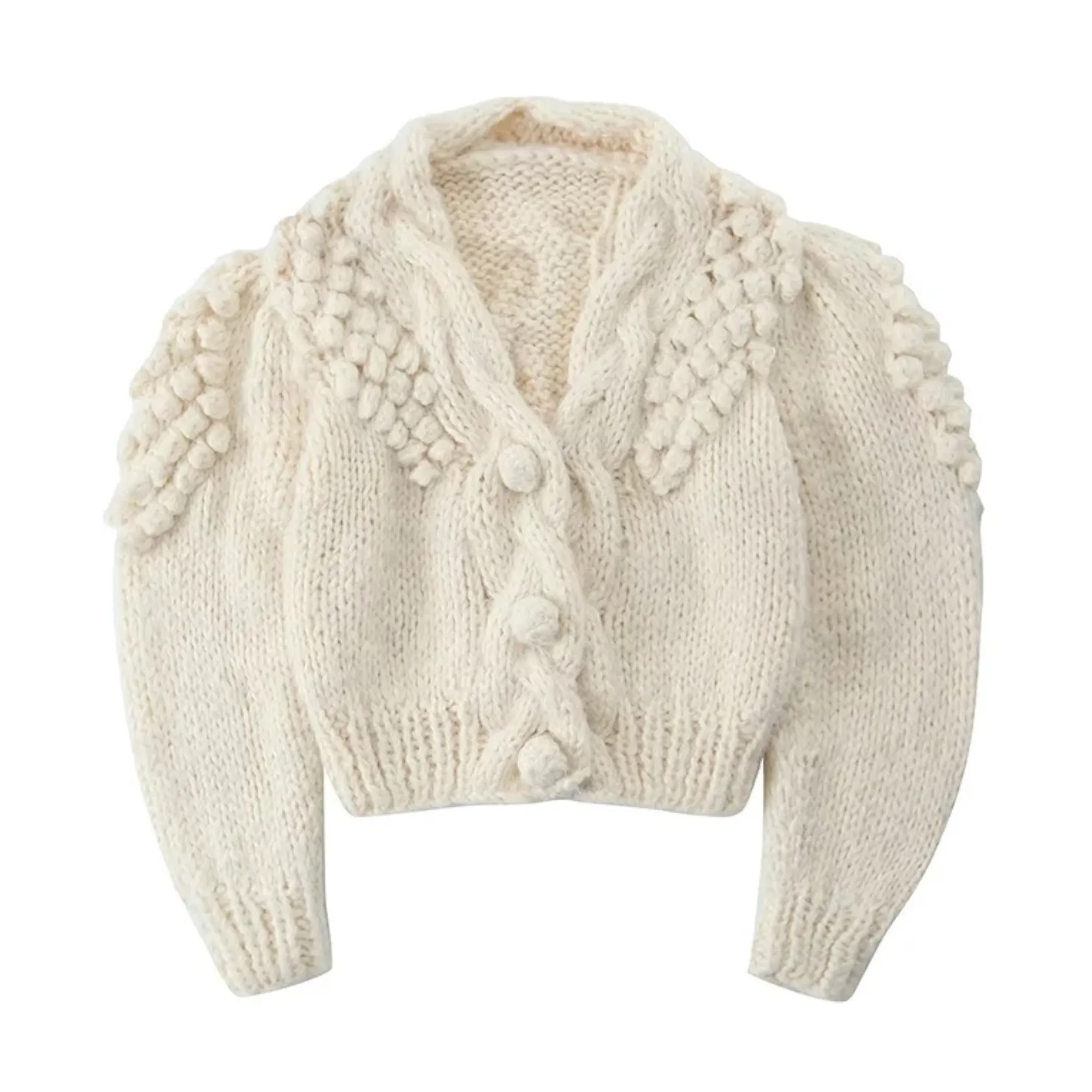 Pre Order:  Crochet Knitted Cropped Cardigan Sweater