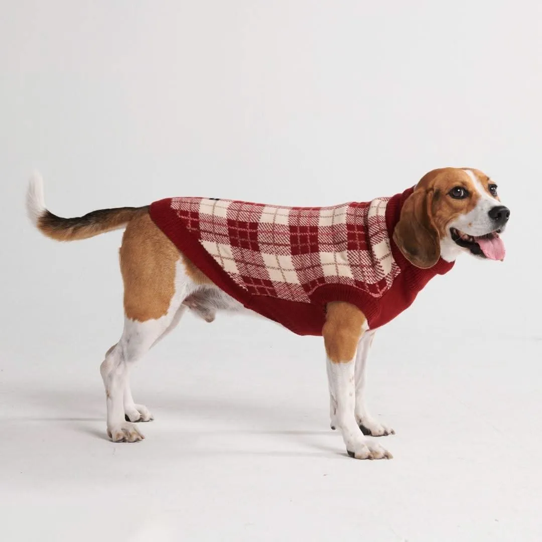 Red Plaid Dog Knit Sweater