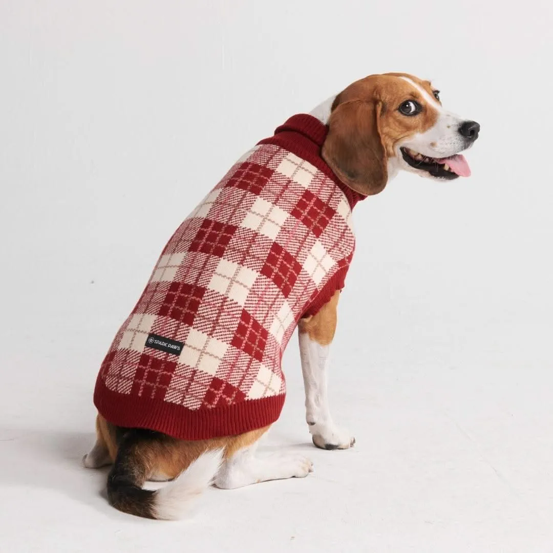 Red Plaid Dog Knit Sweater