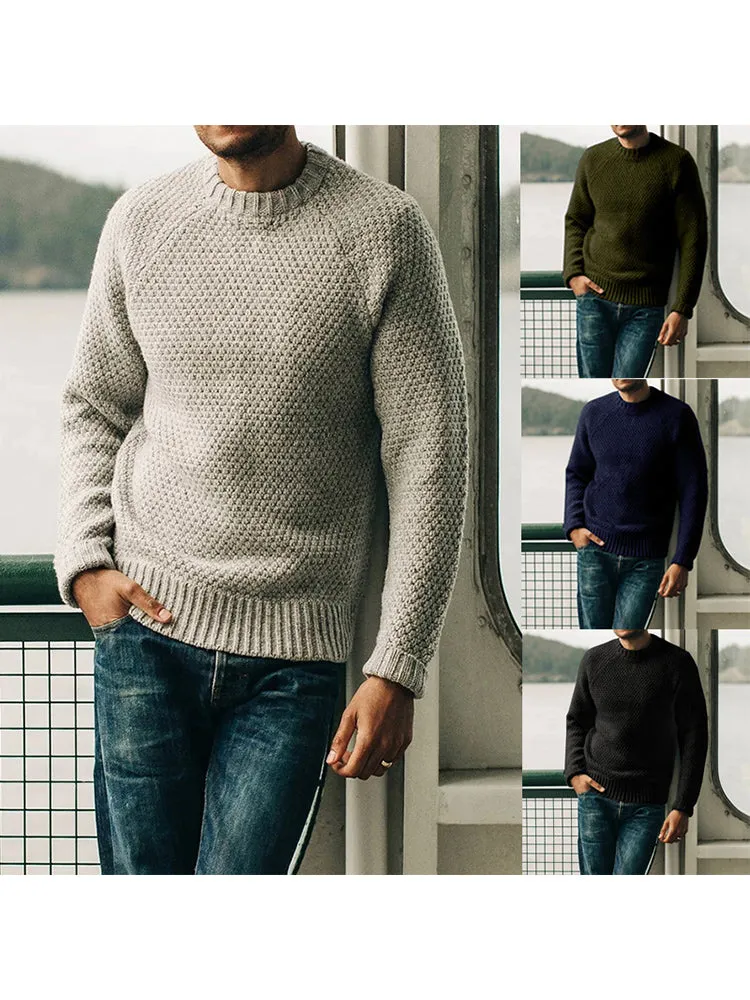 Retro Solid Color Knitted Sweater