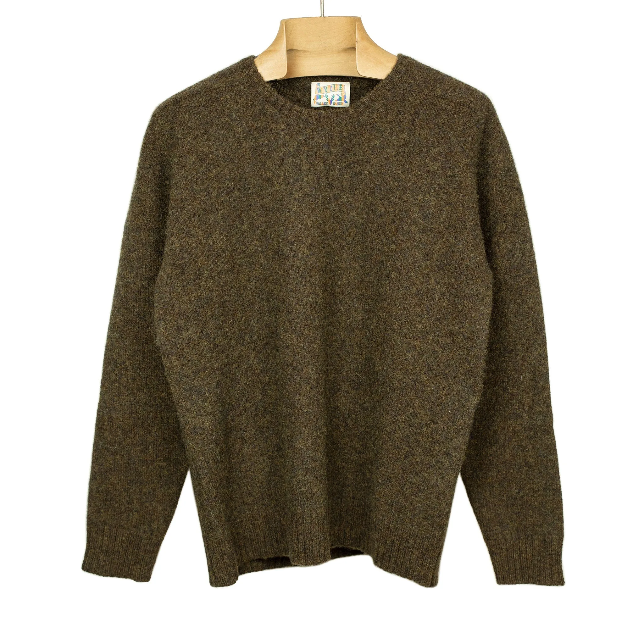 Saddle shoulder sweater in "Cocoa Brown" washed shetland wool