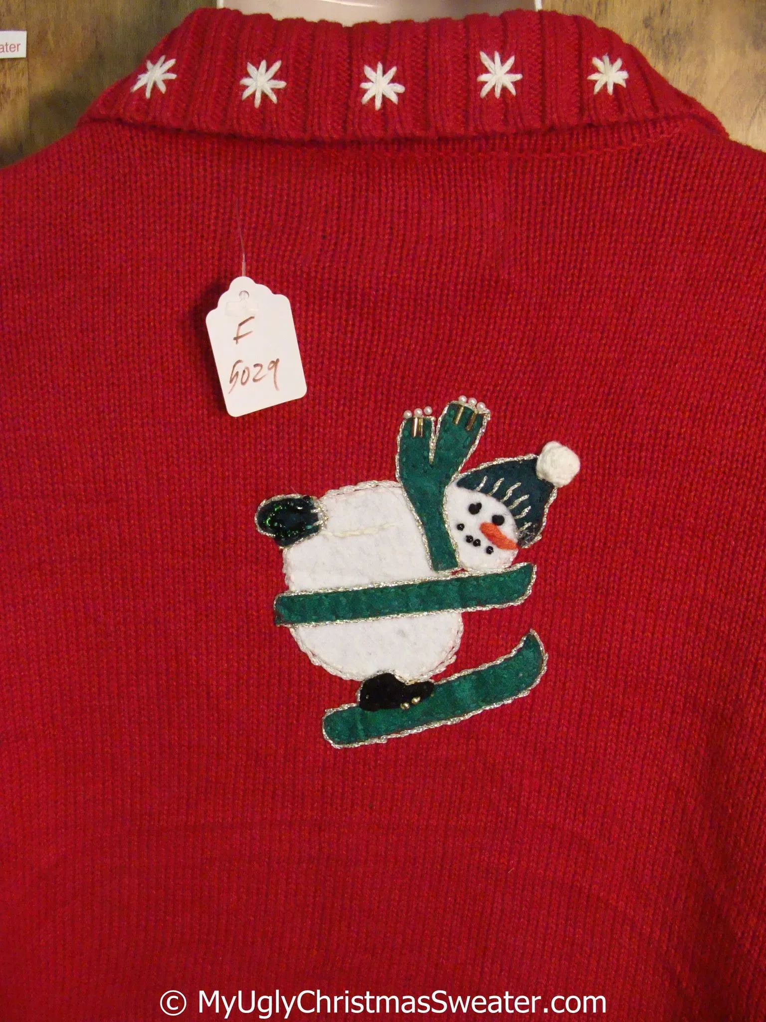 Skiing Snowman Sixpack Ugly Christmas Sweater