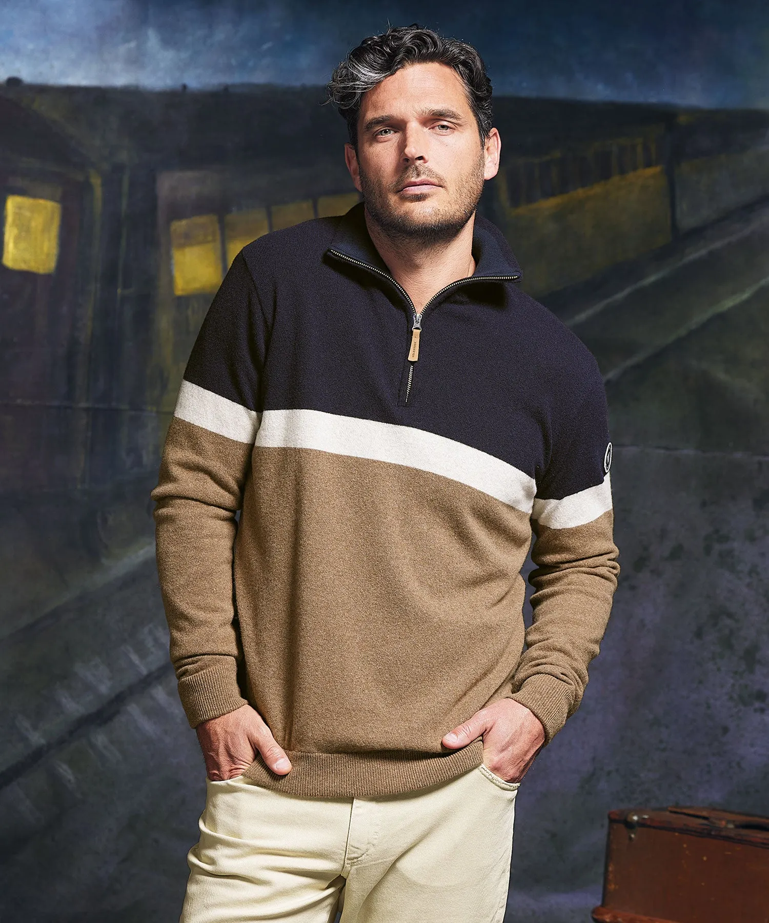 Stellan Windproof Wool Quarter-Zip Sweater