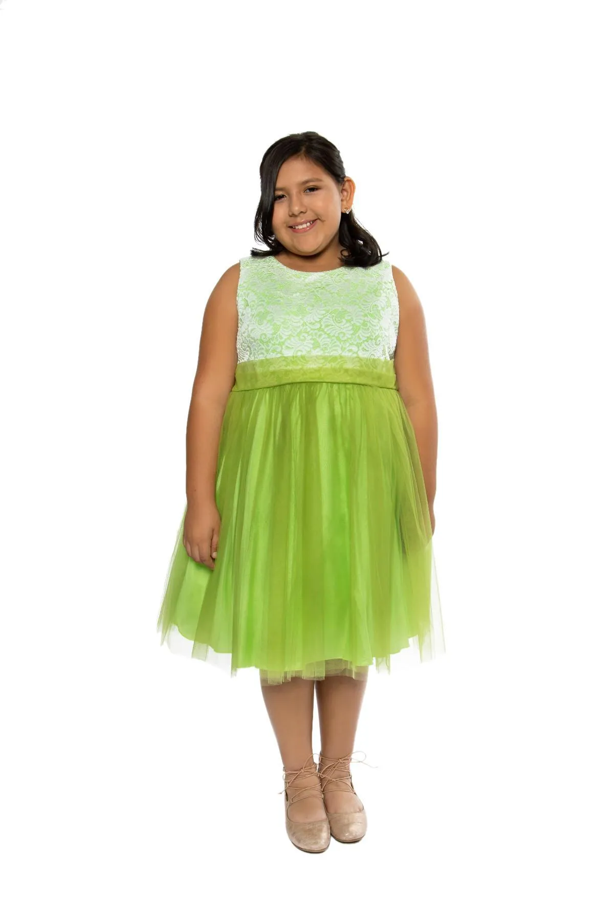 Stretch Lace & Tulle Girls Plus Size Dress