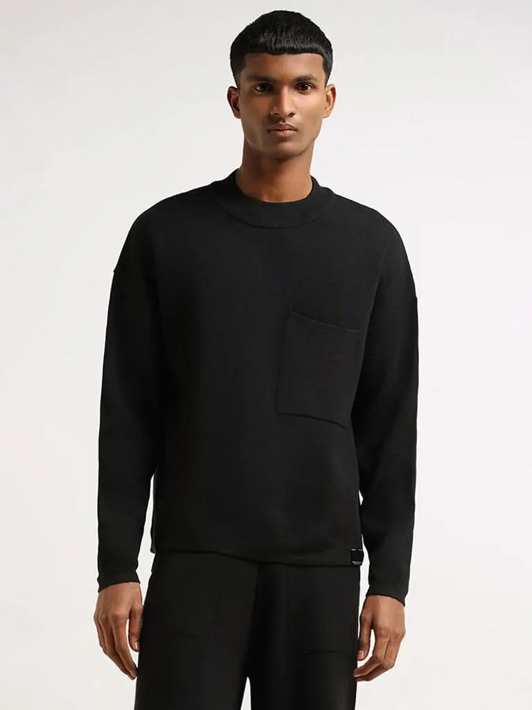 StudioFit Unisex Black Relaxed Fit Comfort Sweater