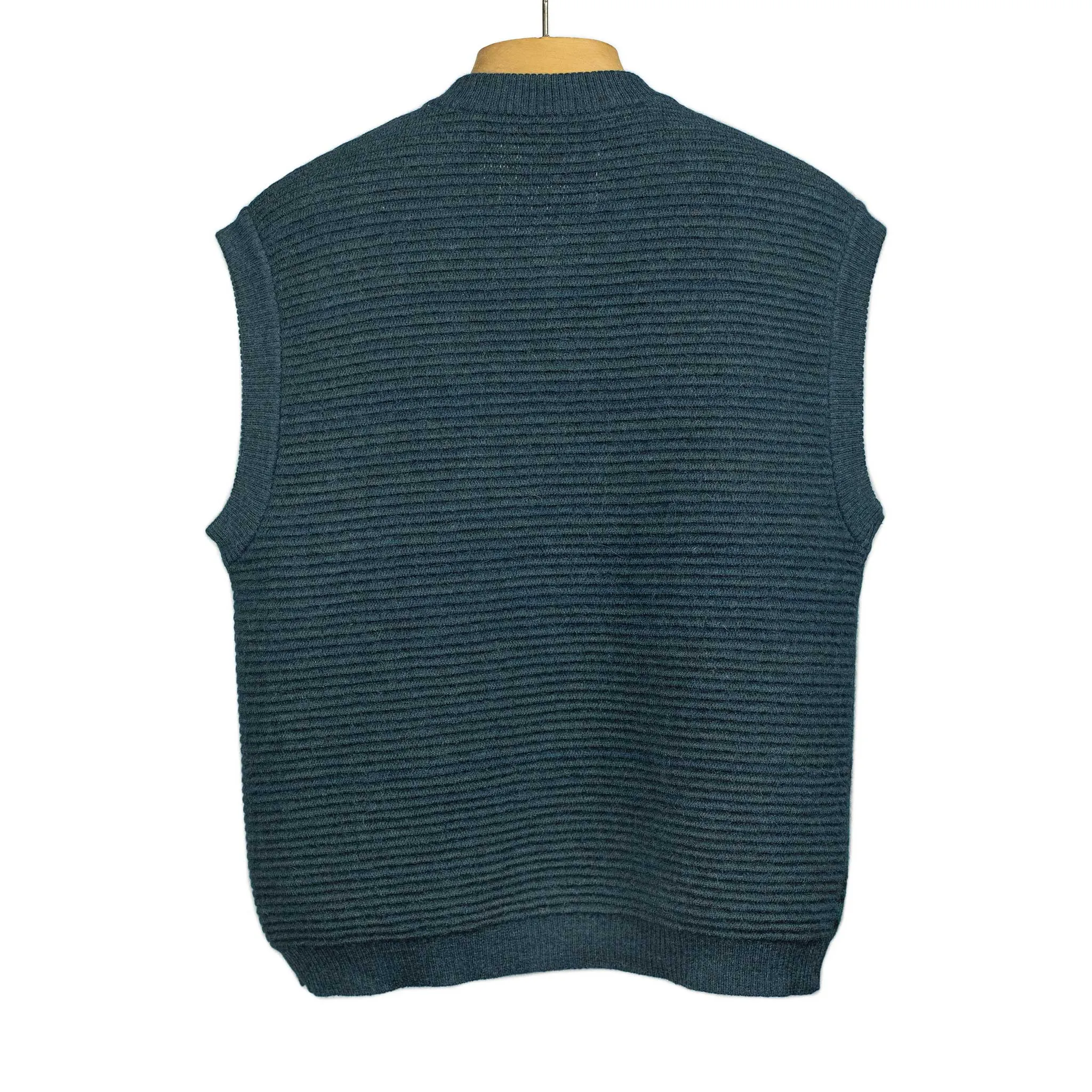 Sweater vest in deep teal wool and alpaca mix