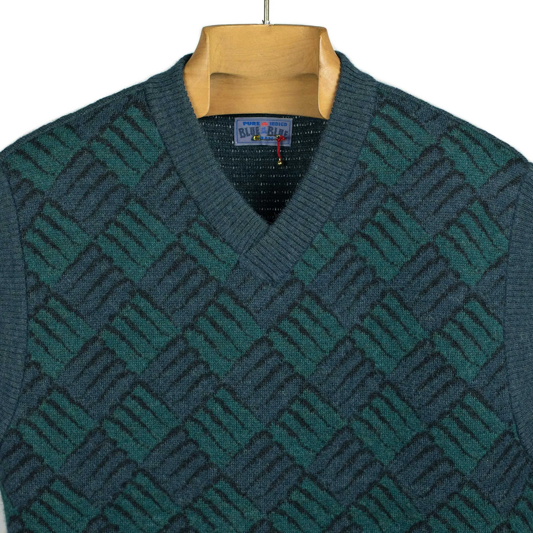 Sweater vest in deep teal wool and alpaca mix