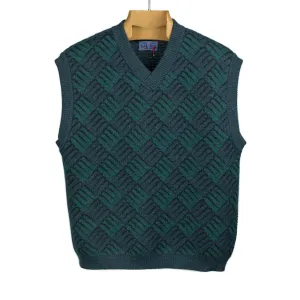 Sweater vest in deep teal wool and alpaca mix