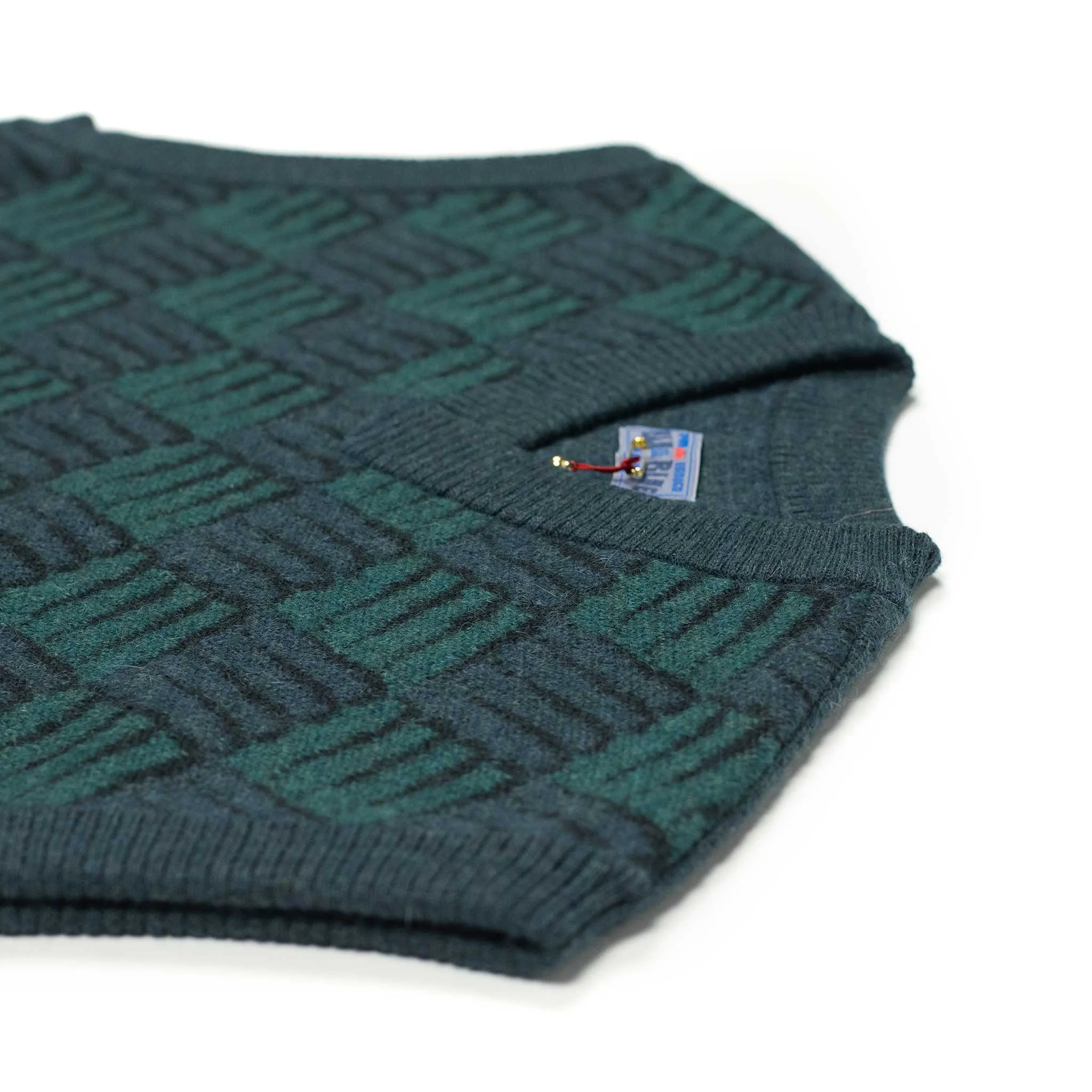 Sweater vest in deep teal wool and alpaca mix