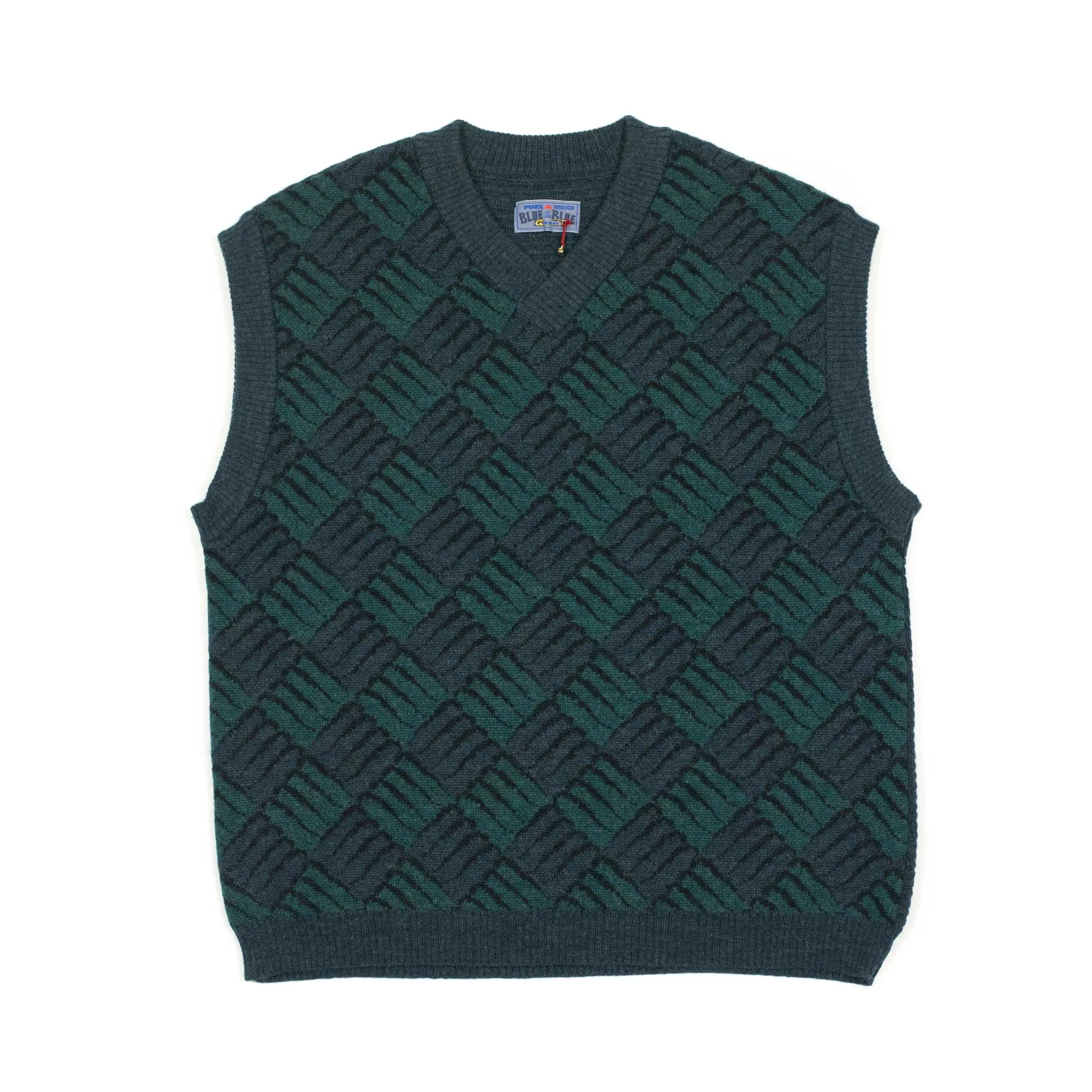 Sweater vest in deep teal wool and alpaca mix