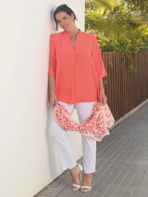 Trisha Crepe Top - Coral