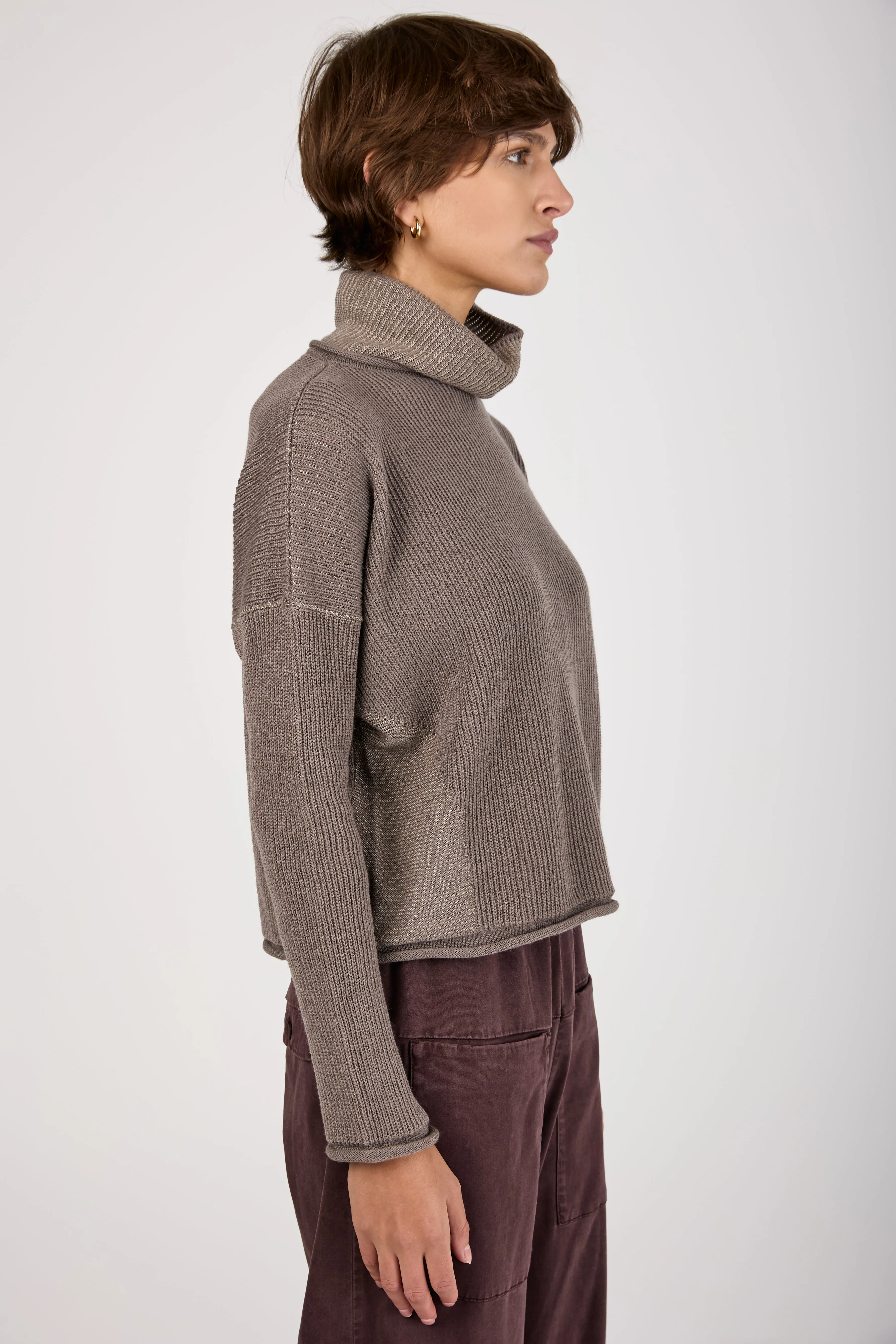 Turtleneck Knit Sweater in Taupe