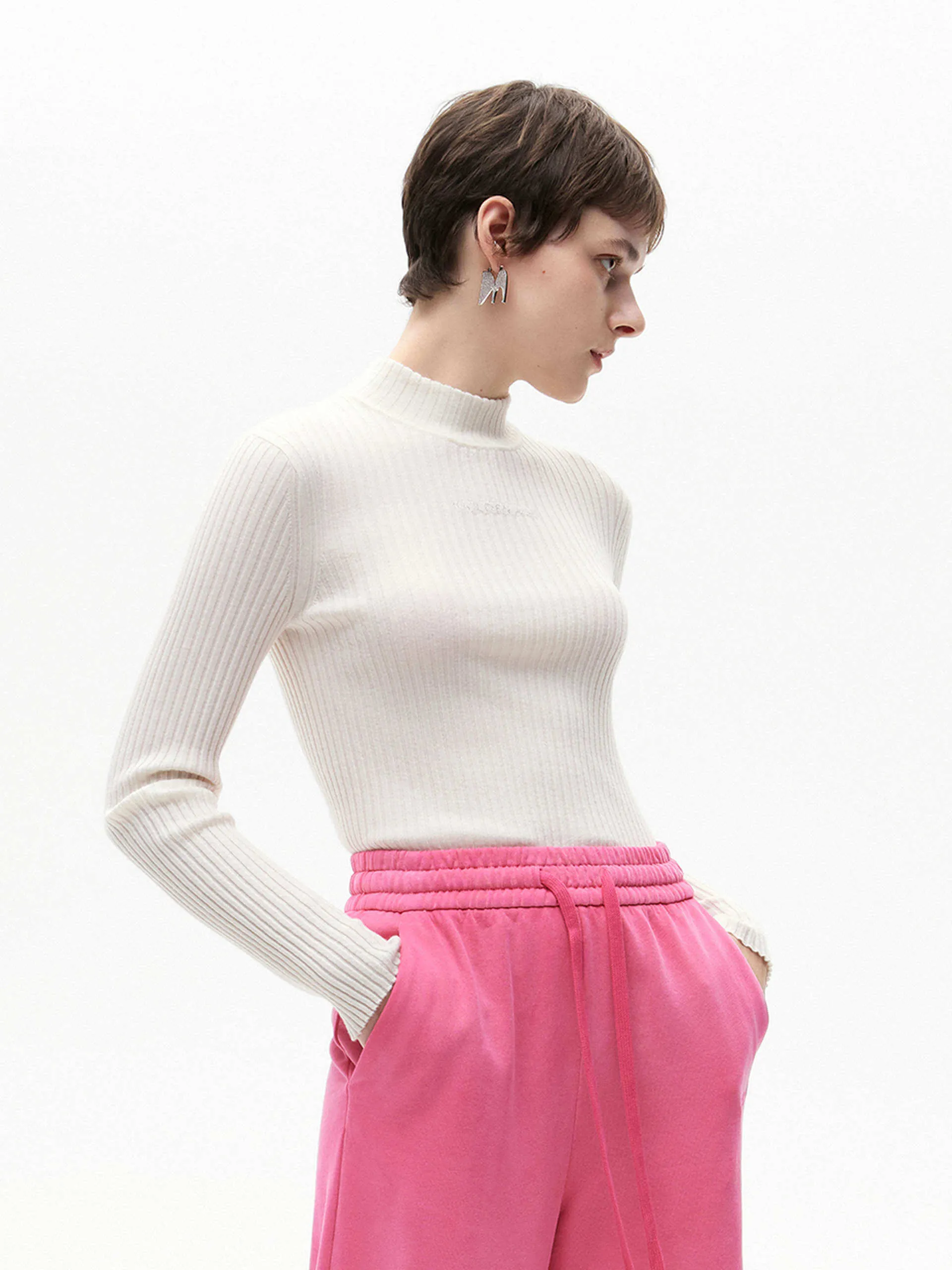 Turtleneck Ribbed Knitted Top