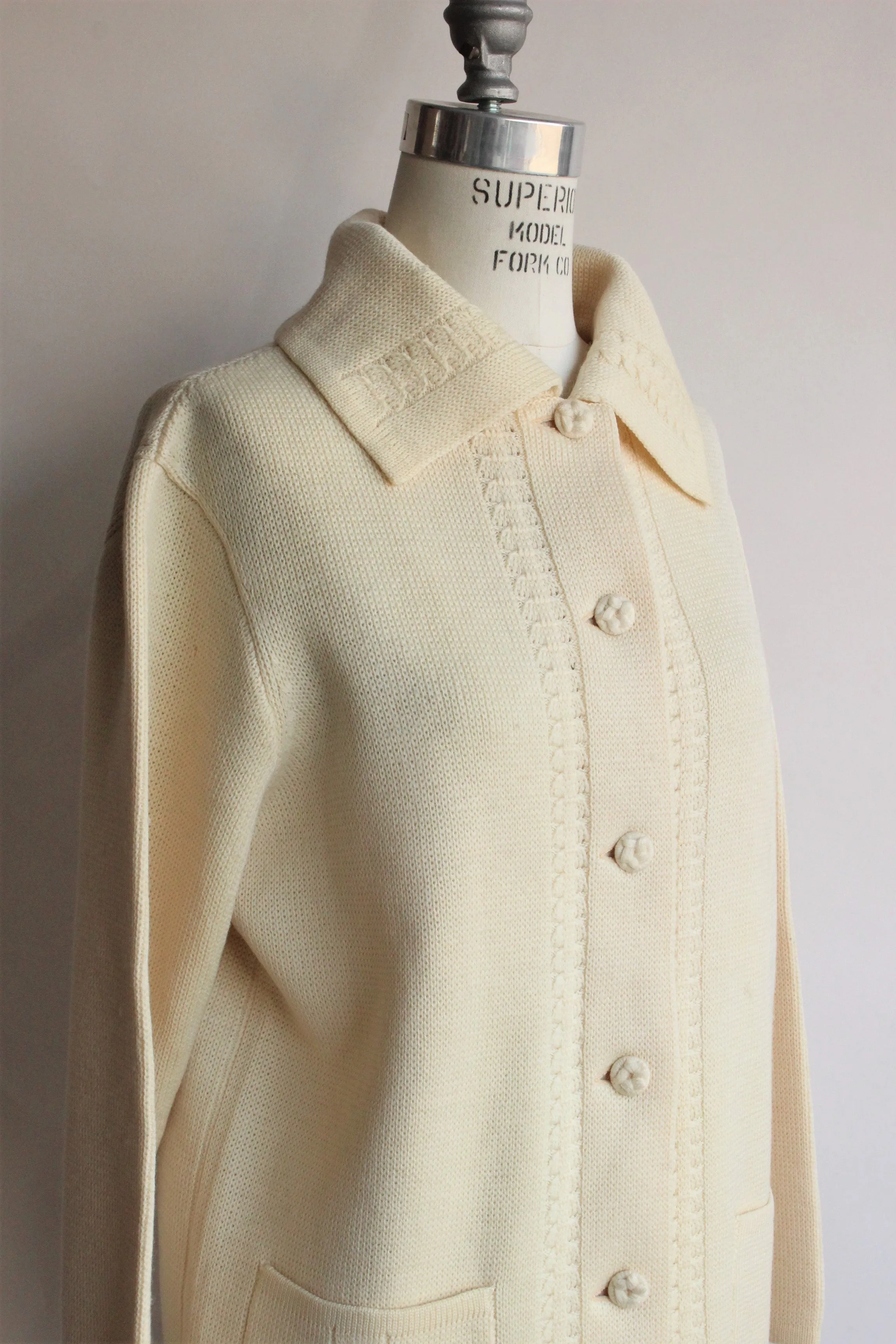 Vintage 1960s Yellow Wool Cardigan Sweater With Pockets