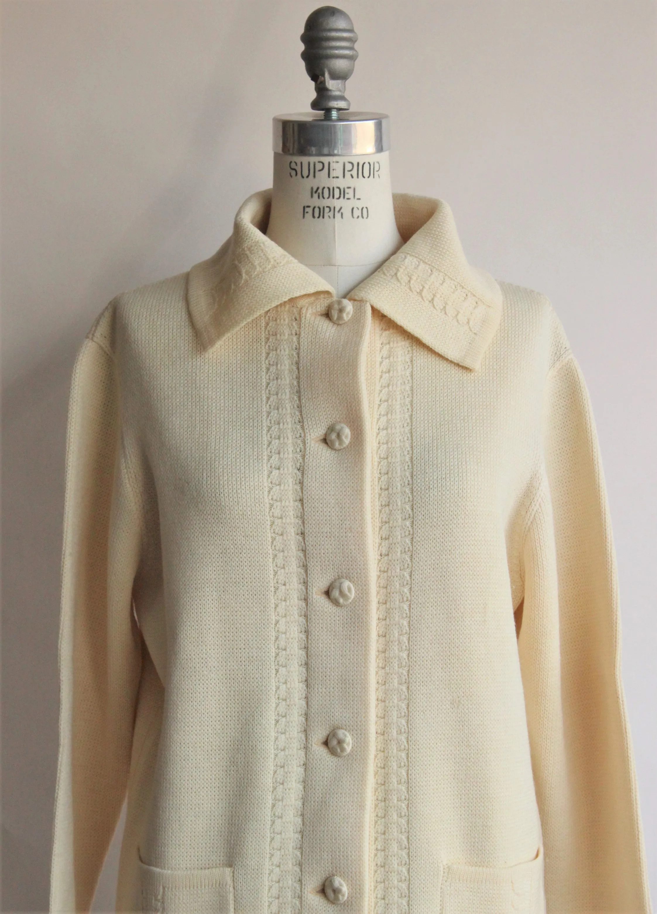 Vintage 1960s Yellow Wool Cardigan Sweater With Pockets