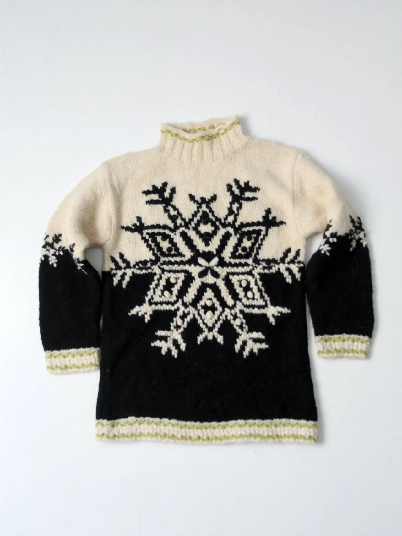 vintage hand knit snowflake sweater