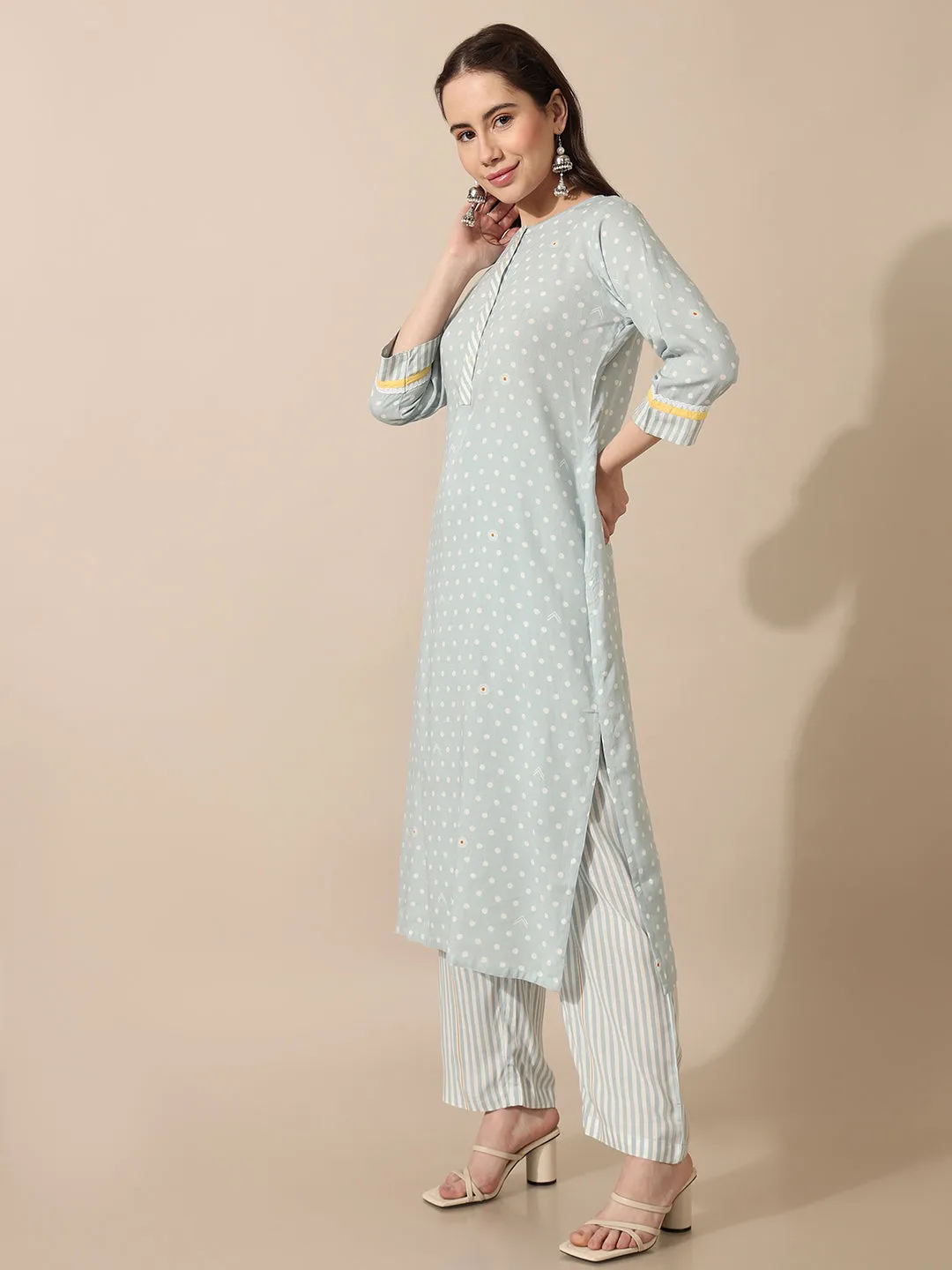 Wildflower Blue Polka Kurta