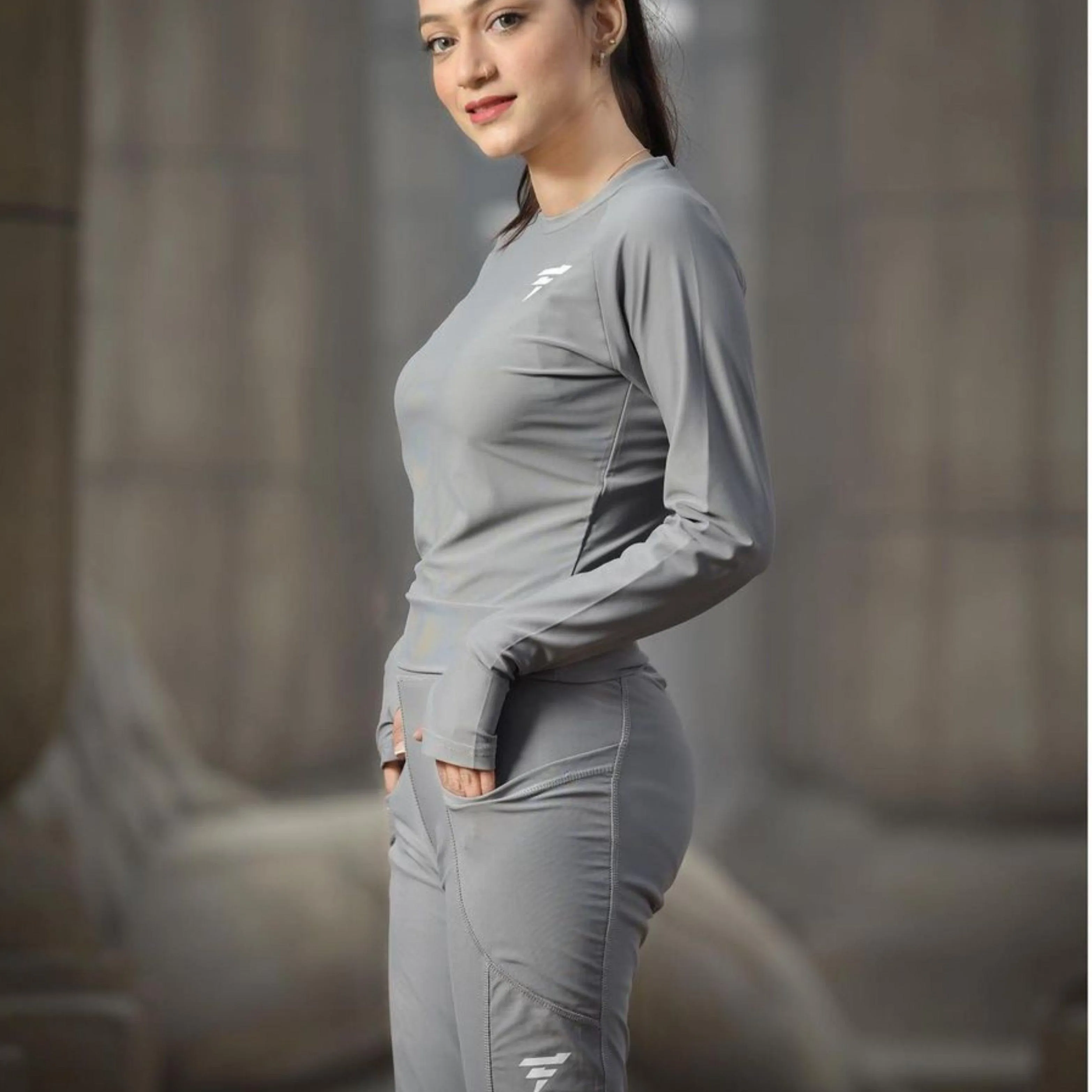 Women's Grey Trendy Tracksuit