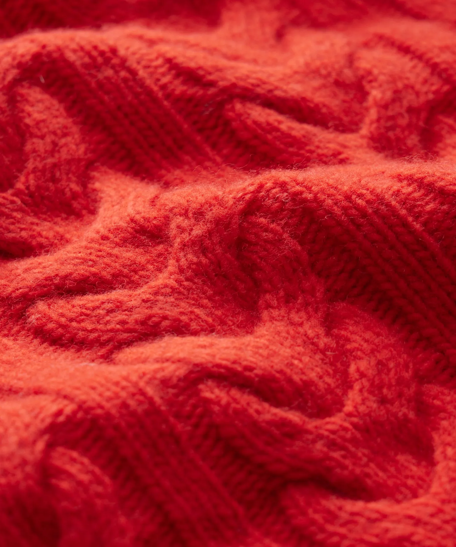 Wool Cable Crewneck Sweater in Bright Red