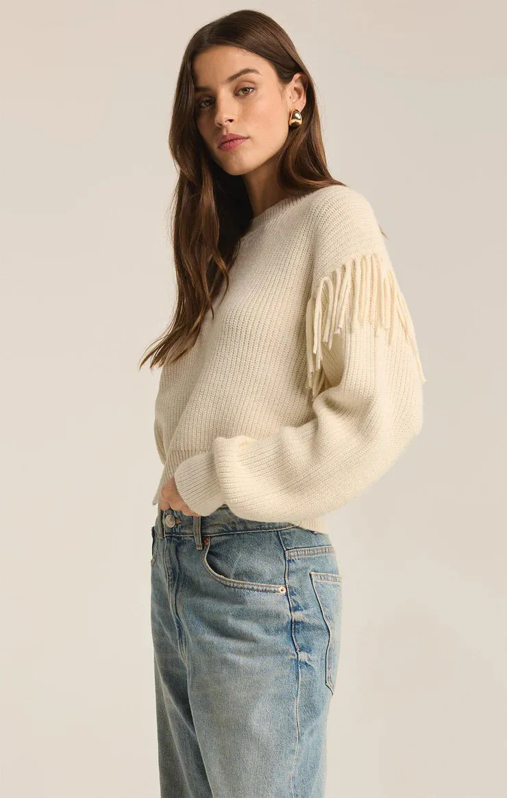 ZSU On the Fringe Sweater in Sea Salt